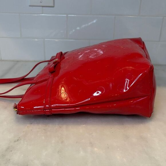 Kate Spade Bag Purse Handbag Leather Red Embossed Patent Tote Bag pocketbook - Picture 9 of 13